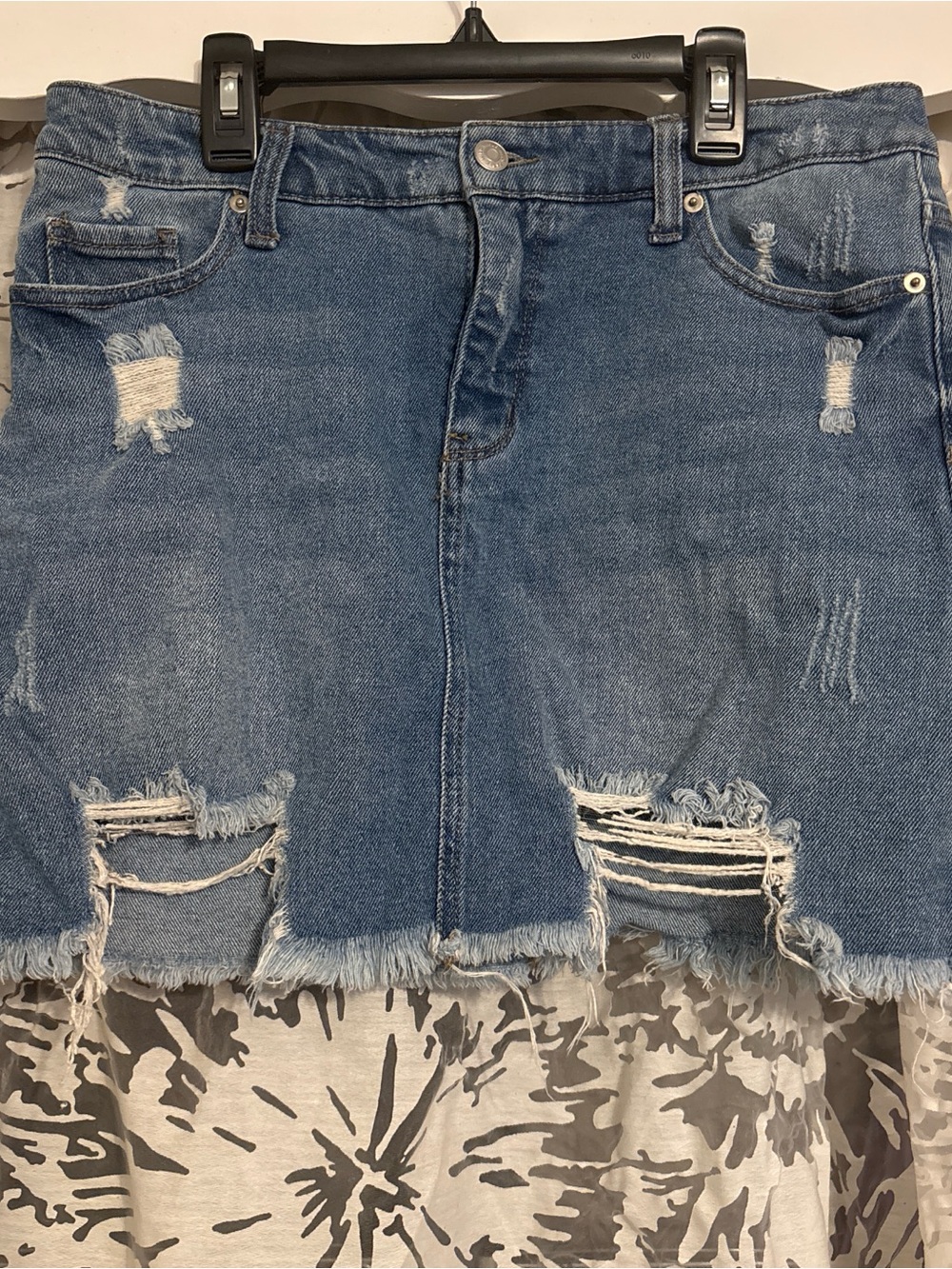wild fable Light Blue Denim Skirt with Embroidered Waistband